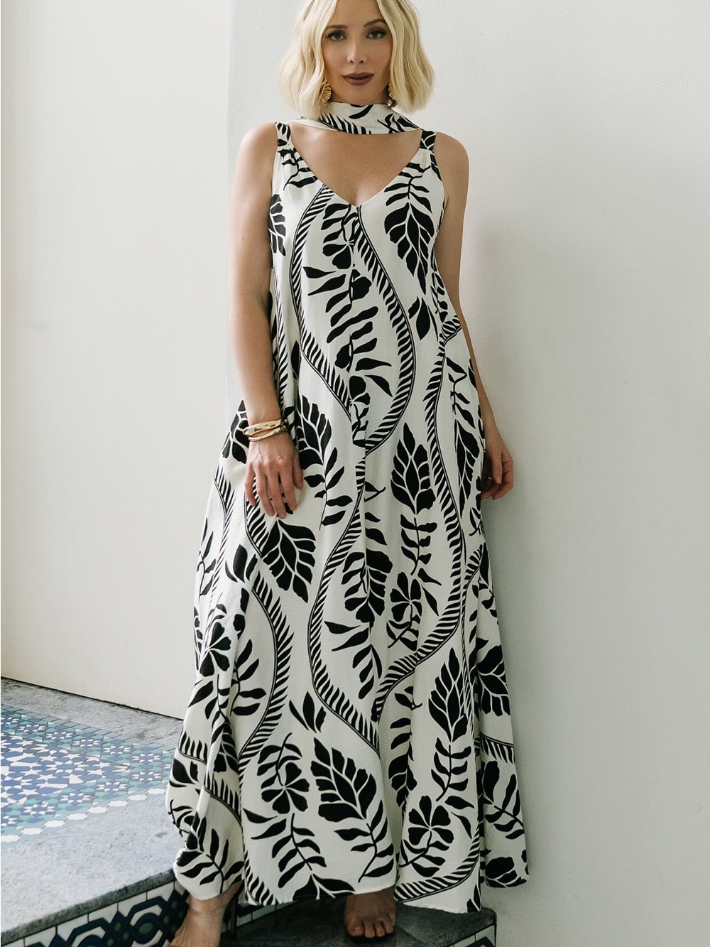 Baltic Born Sofía Maxi Dress | Ivory + Black - 1XL maxi dress